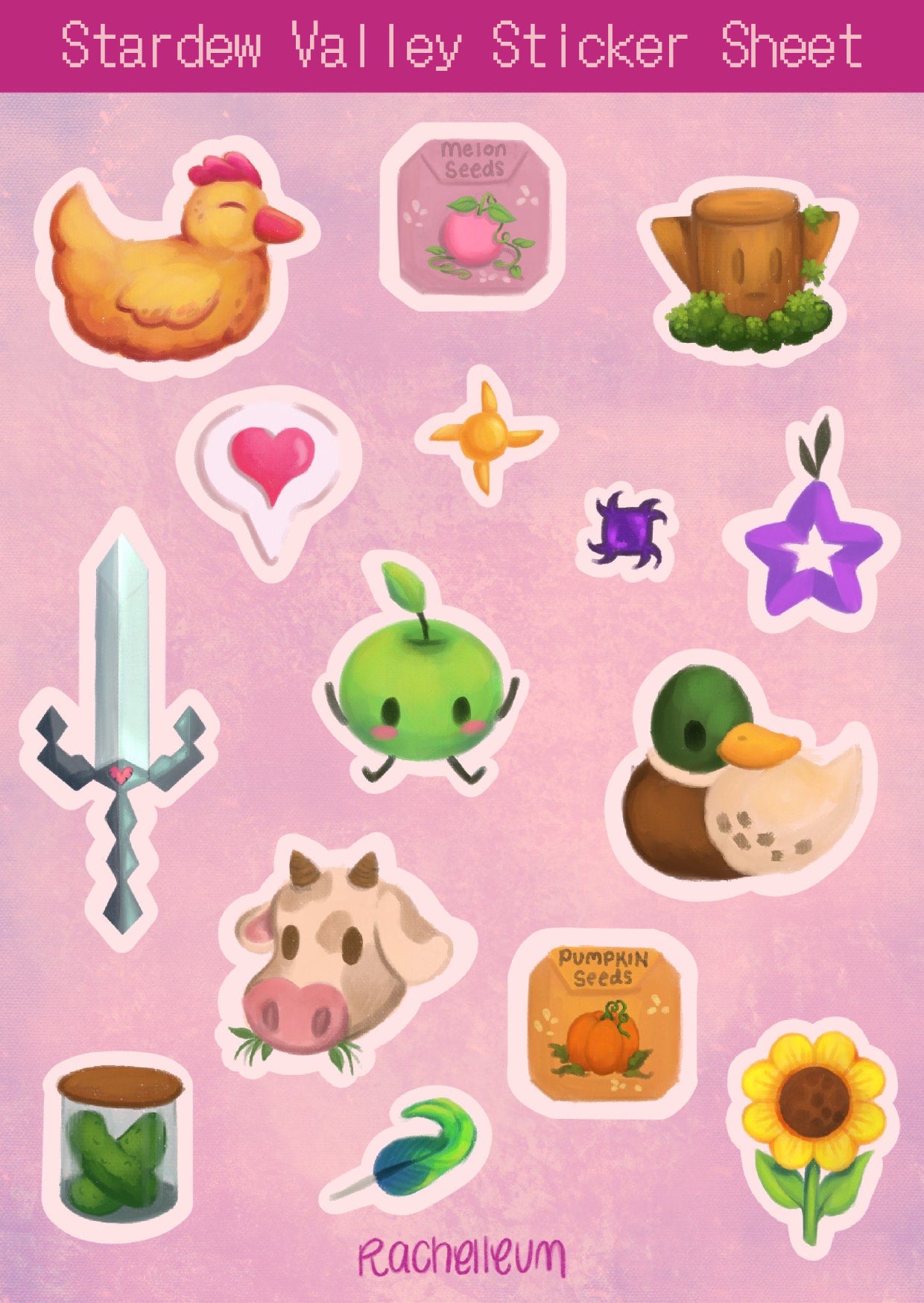 Stardew Valley Glossy A6 Sticker Sheet