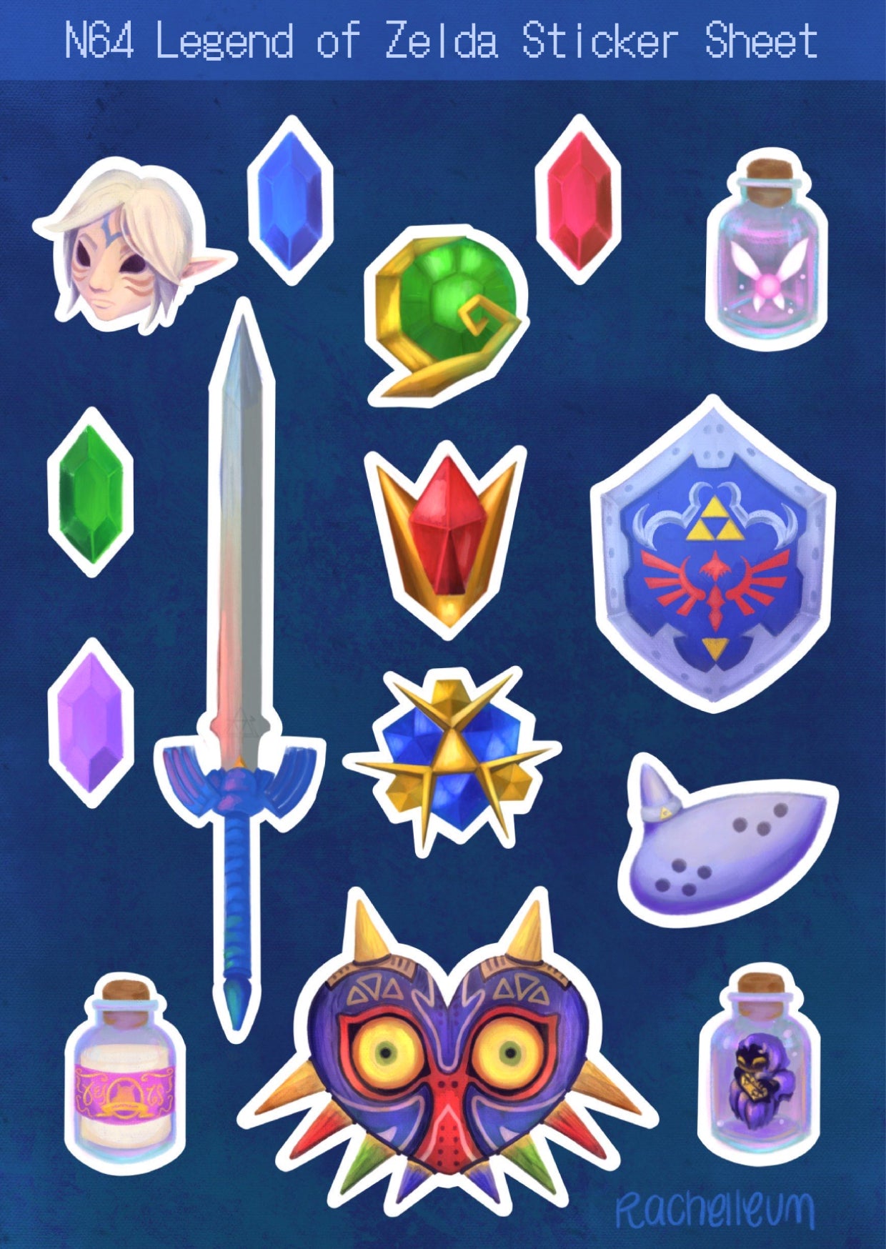 N64 Zelda Glossy A6 Sticker Sheet